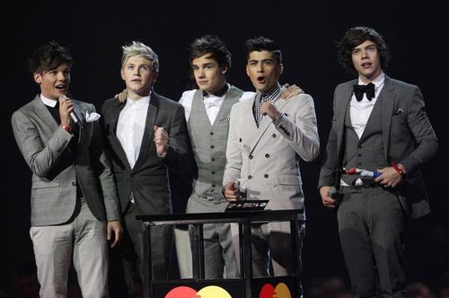 Англо-ирландская группа "One Direction" (L-R Louis Tomlinson, Niall Horan, Liam Payne, Zayn Malik, Harry Styles)